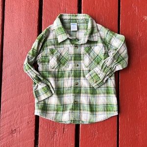 Gymboree Green Plaid Flannel Shirt- 100% Cotton